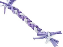 Load image into Gallery viewer, Large Stretchy Braided Dog Pull Toy - Purple &amp; Grey - by Jack&#39;s Natural Dog Products