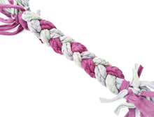 Load image into Gallery viewer, Large Stretchy Braided Dog Pull Toy - Pink &amp; Grey - by Jack&#39;s Natural Dog Products